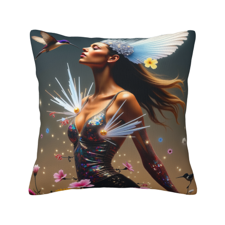 Dreamy Floral Female Portrait Plush Pillow Cover - Okomall