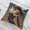 Funda de cojín de peluche con retrato de mujer y flores de ensueño - Okomall