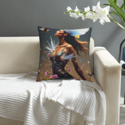 Dreamy Floral Female Portrait Plush Pillow Cover - Okomall