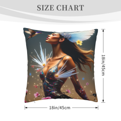 Dreamy Floral Female Portrait Plush Pillow Cover - Okomall
