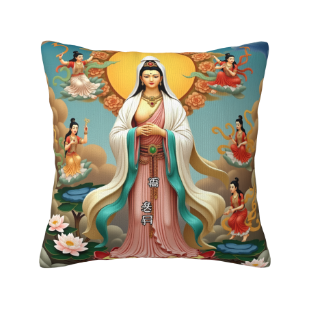 Coperta di cuscino in peluche della Bodhisattva Guanyin - Okomall