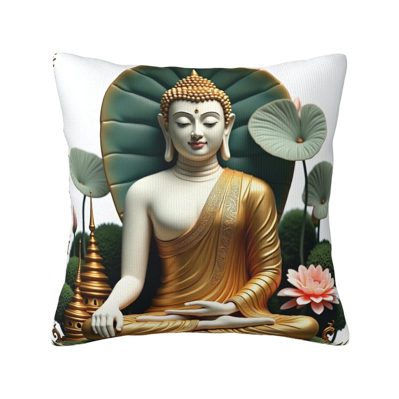 Zen Lotus Plush Pillow Cover - Okomall