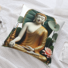 Housse de coussin en peluche avec motif de lotus zen - Okomall