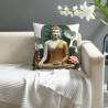 Housse de coussin en peluche avec motif de lotus zen - Okomall