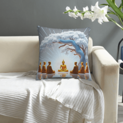 Funda de cojín de peluche con diseño de árbol de la iluminación Zen - Okomall