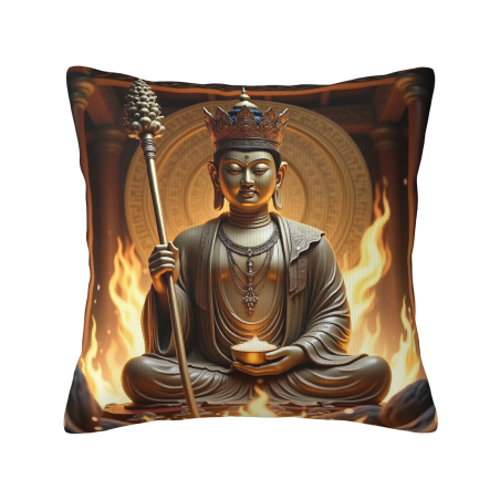 禪意佛像毛絨抱枕套 - 18x18英寸 | Okomall