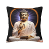 Housse de coussin en peluche avec motif de lotus et de Bouddha zen - Okomall