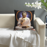 Housse de coussin en peluche avec motif de lotus et de Bouddha zen - Okomall