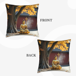 Housse de coussin en peluche motif forêt zen - Okomall