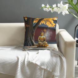 Housse de coussin en peluche motif forêt zen - Okomall