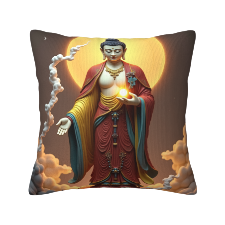 Housse de coussin en peluche avec image de Bouddha Zen - Okomall