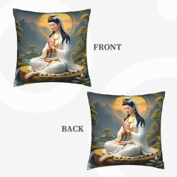 Housse de coussin en peluche avec motif Bouddha Zen - Okomall
