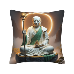Housse de coussin en peluche avec motif zen Bouddha - 45x45 cm | OKOMALL