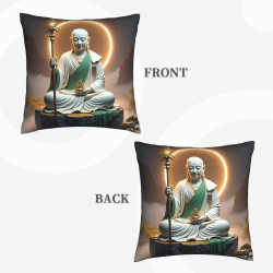 Housse de coussin en peluche avec motif zen Bouddha - 45x45 cm | OKOMALL