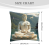 Housse de coussin en peluche avec motif zen de paysage montagneux - Okomall