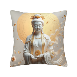 Funda de cojín de felpa de la Bodhisattva Guanyin - 18x18 pulgadas | Okomall