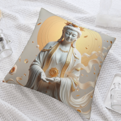 觀音菩薩毛絨抱枕套 - 18x18英寸 | Okomall