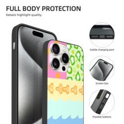Радужный чехол с листьями для iPhone 15/Pro/Max - okomall