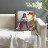 Cuscino in peluche con motivo di fiore di loto zen - Okomall