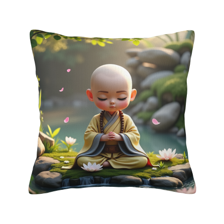 Funda de cojín de felpa Zen - Buda en meditación | Okomall