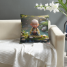 Funda de cojín de felpa Zen - Buda en meditación | Okomall