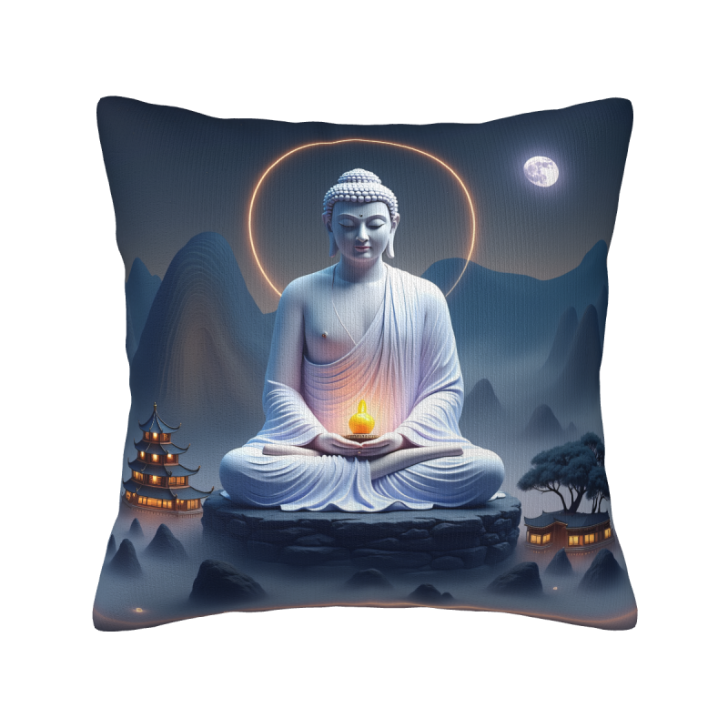 Federa per cuscino in peluche con motivo zen di montagna e foresta - 18x18 pollici | OKOMALL