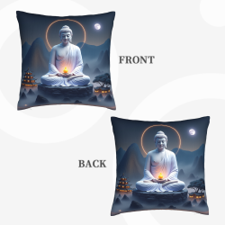 Housse de coussin en peluche avec motif zen de montagne et de forêt - 18x18 pouces | OKOMALL