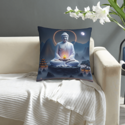 禪의 산과 숲 모티브의 푹신한 쿠션 커버 - 18x18인치 | OKOMALL