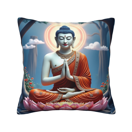Cuscino Morbido con Motivo di Buddha e Fiore di Loto Zen - Okomall