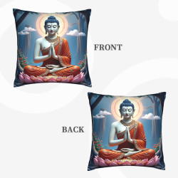 Funda de cojín de peluche con imagen de Buda de loto zen - Okomall