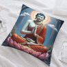 Funda de cojín de peluche con imagen de Buda de loto zen - Okomall