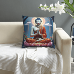 Funda de cojín de peluche con imagen de Buda de loto zen - Okomall
