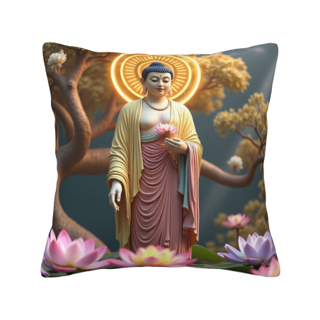 禅意风景毛绒抱枕套 - 18x18英寸 | OKOMALL