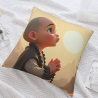 Praying Little Monk Plush Pillow Cover - Okomall