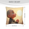 Housse de coussin en peluche de petit moine bouddhiste en prière - Okomall