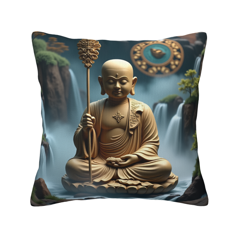 18x18인치 자연 풍경 명상 禪 스타일 플러시 쿠션 커버 - 오말