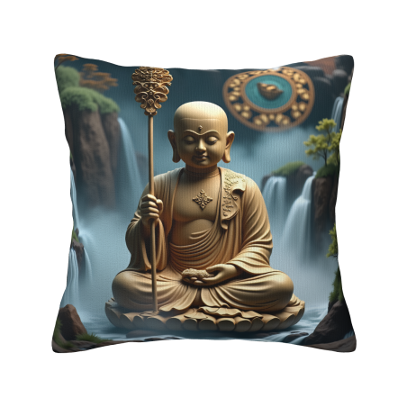 Funda de cojín de felpa con paisaje zen - Okomall