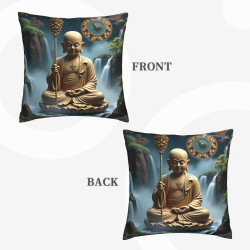 Housse de coussin en peluche avec motif zen de paysage montagneux - Okomall