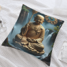 Housse de coussin en peluche avec motif zen de paysage montagneux - Okomall