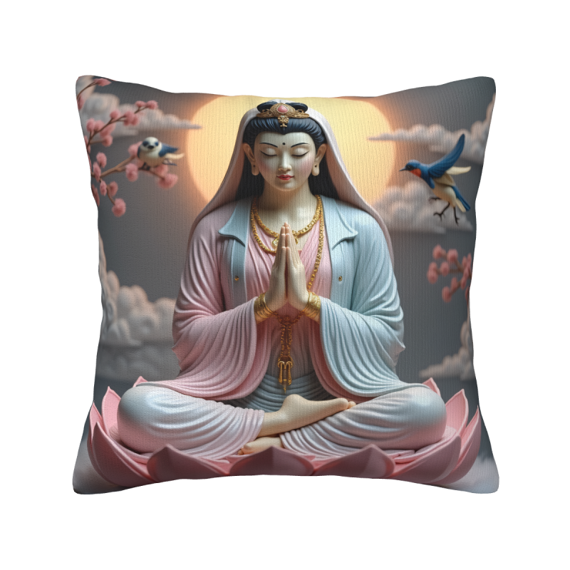 禅意菩萨毛绒抱枕套 - Okomall