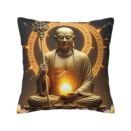 禅意佛像毛绒抱枕套 - 18x18 英寸 | Okomall
