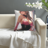 Housse de coussin en peluche à thème de fille mignonne, recto verso - Okomall
