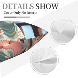 Housse de Coussin en Peluche de Jeune Fille Japonaise - Cour de Cerisiers | Okomall