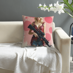 Housse de coussin en peluche tendance - Portrait abstrait de femme | OKOMALL