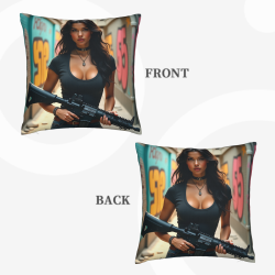 Funda de cojín de peluche con retrato de mujer a la moda - Okomall