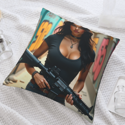 Funda de cojín de peluche con retrato de mujer a la moda - Okomall