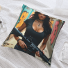 Funda de cojín de peluche con retrato de mujer a la moda - Okomall