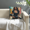 Federa cuscino in peluche con ritratto di donna alla moda - Okomall