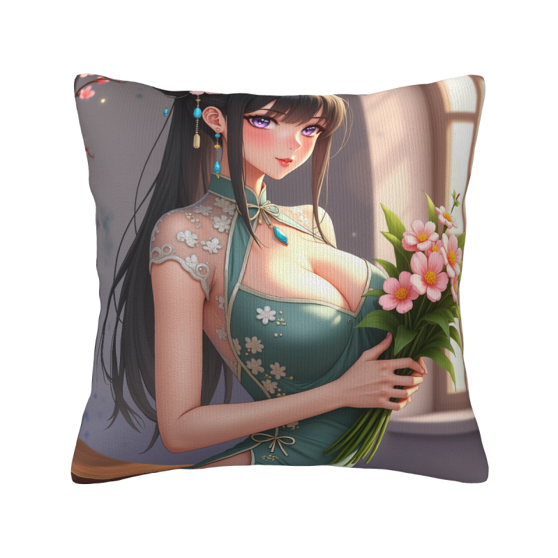 绝美少女毛绒抱枕套 - Okomall
