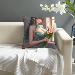 Housse de Coussin en Peluche Thème Jeune Fille - Okomall